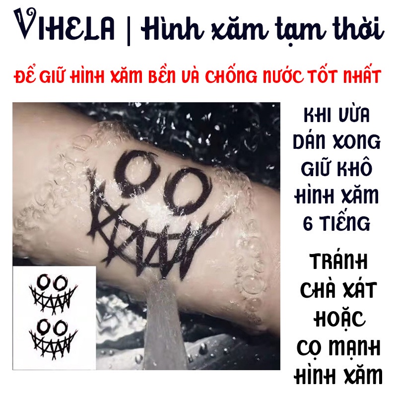 Hình xăm dán tạm thời giữ lâu đến 15 ngày chống thấm nước 6x10cm VIHELA MX 001-050