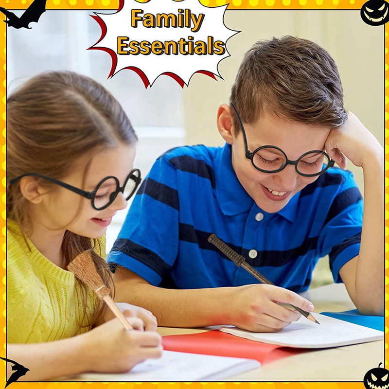 Set 48 Bút Chì Và Kính Mắt Gọng Tròn Không Tròng Phù Thủy Cho Tiệc Tùng