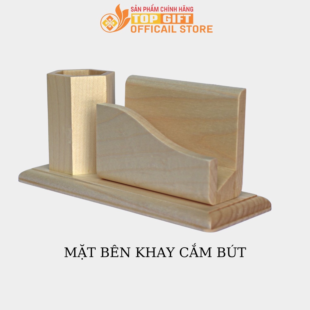 Khay cắm bút gỗ Maple TopGift KCB01 cao cấp để bàn làm quà tặng khách hàng | Có khắc tên logo theo yêu cầu