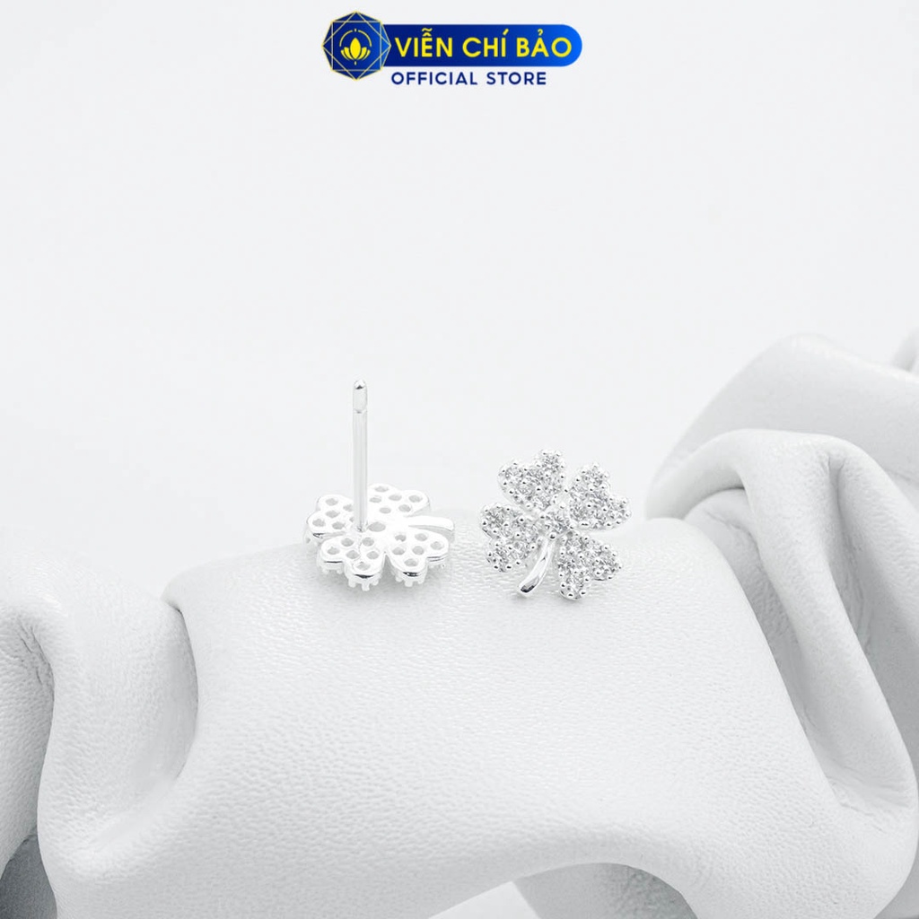 Bông tai bạc nữ cỏ 4 lá có đuôi (new) chất liệu bạc 925 thời trang phụ kiện trang sức nữ Viễn Chí Bảo B400028