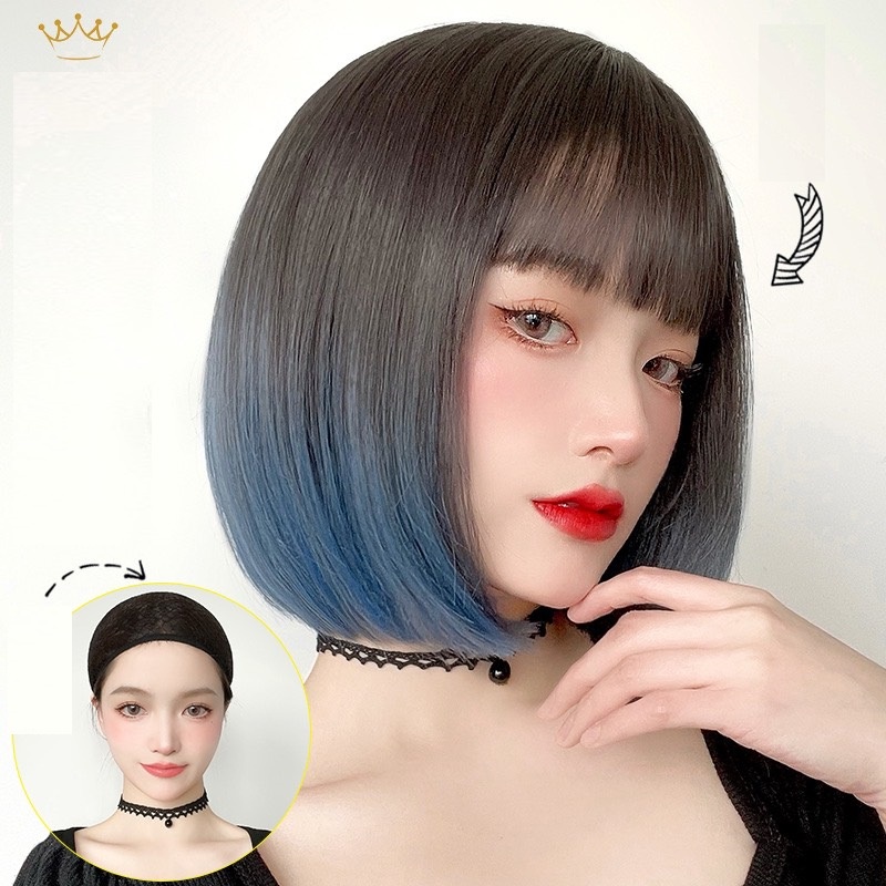 Tóc giả nguyên đầu vic omber xanh siêu xinh