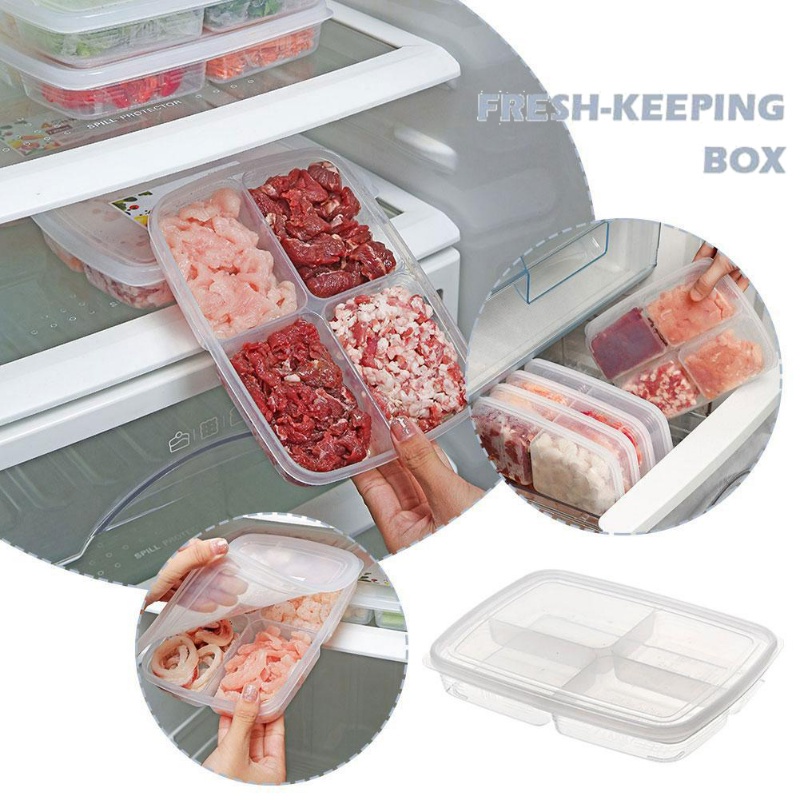 Hộp Đựng Thực Phẩm 4 Ngăn Tiện Lợi Cho Tủ Lạnh
