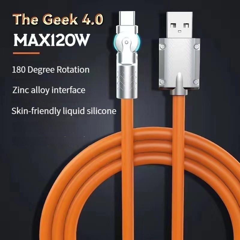 Máy Chơi Game 120W 6A 180 ChấT LượNg Cao° Dây Cáp Sạc Nhanh Usb Loại C Bằng Silicon Dành Cho Huawei Android iphone