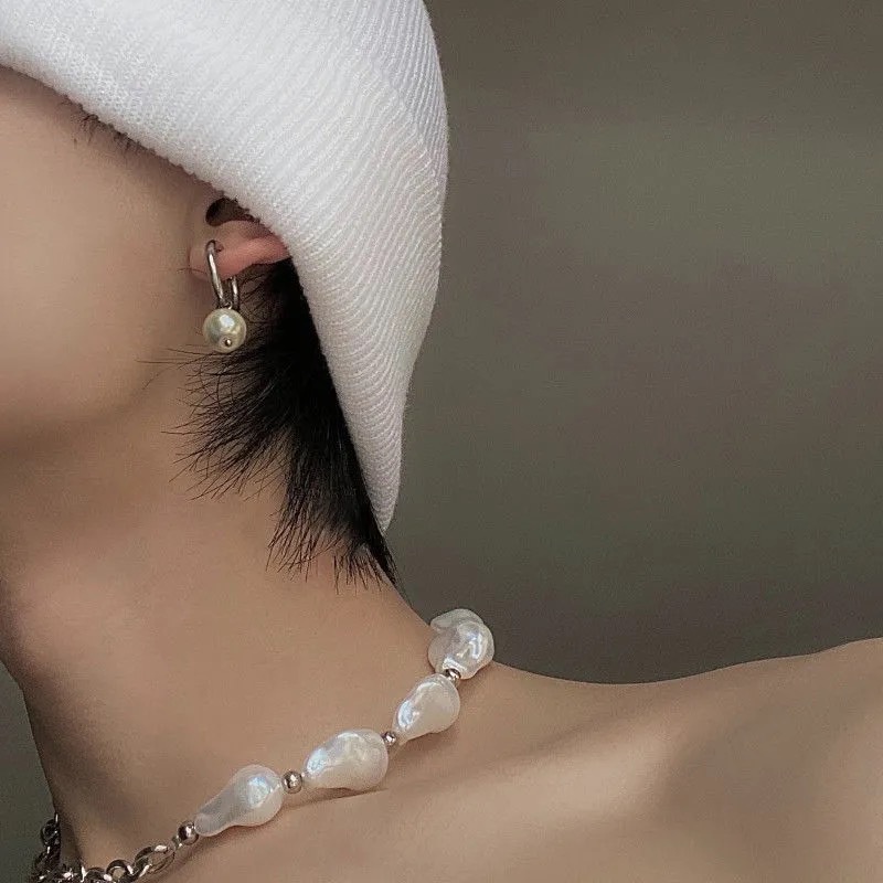 Khuyên Tai Thép Titan Đính Hạt Ngọc Trai Không Đục Lỗ Thời Trang Cho Nam Và Nữ