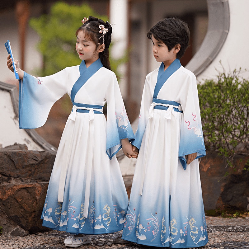 Văn hóa Trung Quốc dành cho trẻ em mới Hanfu Trường biểu diễn dành cho trẻ em trung học cơ sở và lớn Quần áo biểu diễn m
