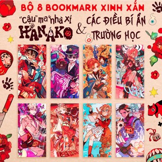 Bộ 8 bookmark cậu ma nhà xí hanako và các điều bí ẩn trường học - jibaku shounen hanako - bookmark manga anime xinh xắn