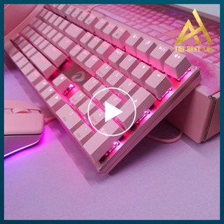 Bàn Phím Máy Tính Gaming Keycap Xuyên Led RGB Có Dây Dareu EK810 Màu Hồng - Bàn Phím Cơ Chơi Game Vi Tính Pc