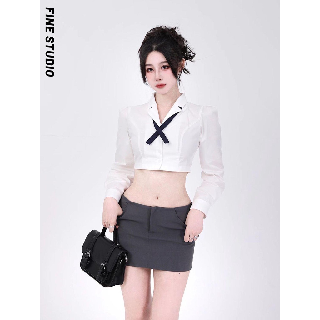 Chân Váy Ngắn Dáng Chữ a Lưng Thấp Thời Trang Xuân Thu 2023 Phong Cách Mới Quyến Rũ Cho Nữ