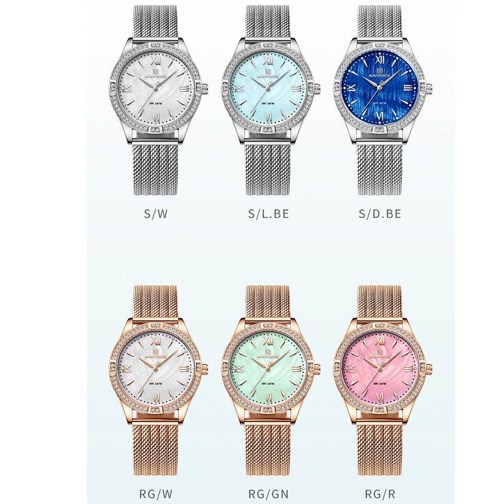 Đồng Hồ Analog Máy Quartz NAVIFORCE 5028 Dây Lưới Siêu Mỏng Chống Thấm Nước Kiểu Dáng Sang Trọng Dành Cho Nữ