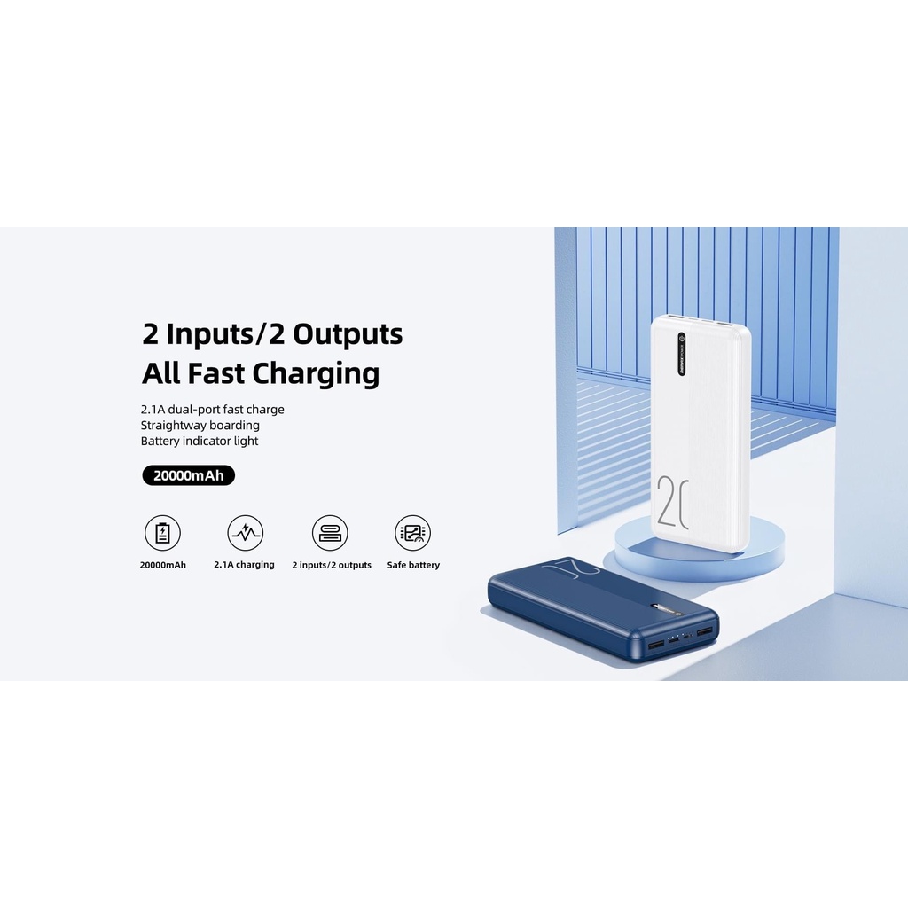 Pin dự phòng Remax RPP-296 20000mAh tích hợp 2 cổng USB
