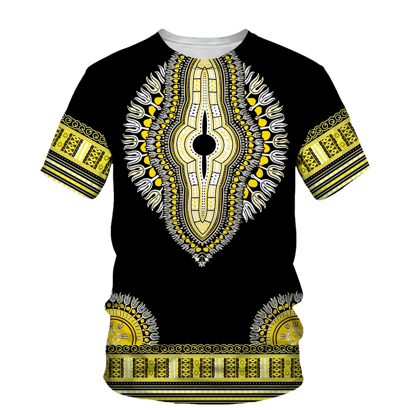 Áo Thun Tay Ngắn In Họa Tiết 3D Phong Cách Dân Tộc Châu Phi Dashiki Thời Trang Mùa Hè Cho Nam Và Nữ