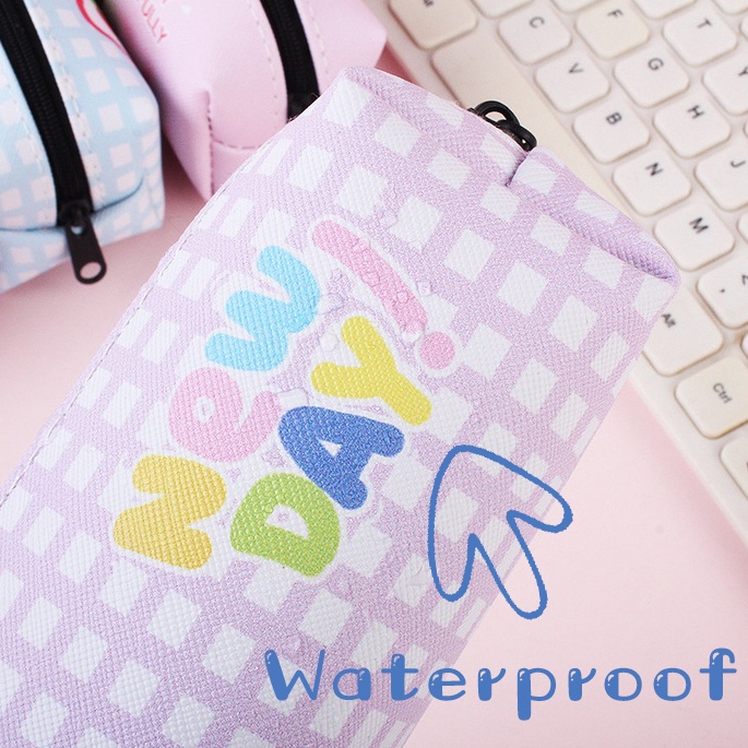 Túi Đựng Bút Bằng Vải PU Họa Tiết Gấu Hoạt Hình Màu Hồng Tím Xanh Dương Dễ Thương Dành Cho Nữ