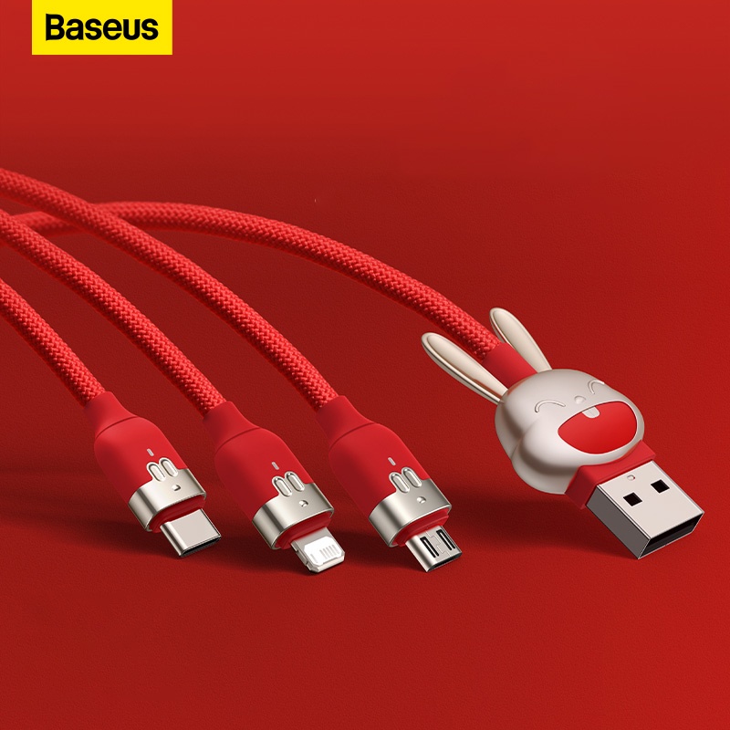 Dây Cáp Sạc Nhanh Baseus 3 Trong 1 Micro USB Loại C Cho iPhone 14 13 Samsung Xiaomi Huawei