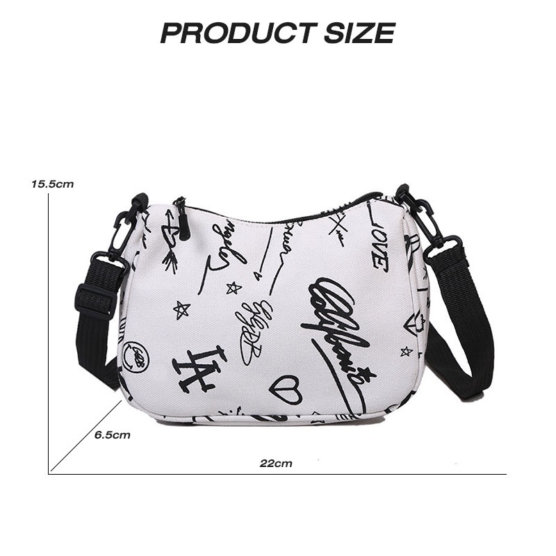 One Túi Vải canvas Đeo Chéo Sức Chứa Lớn In Họa Tiết graffiti Thời Trang Cho Nữ