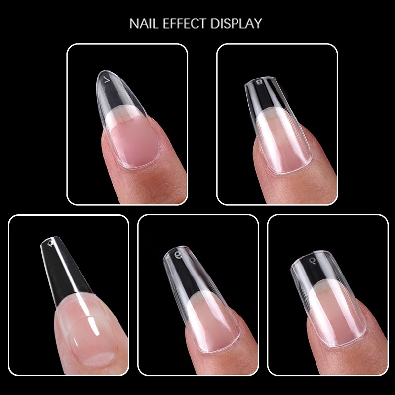 Hộp 480 móng tay giả UR SUGAR màu sắc trong suốt bảo vệ toàn diện