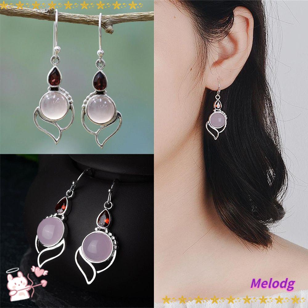Bông Tai Hình Melody Đáng Yêu|Móc Treo Trang Sức Cưới Đính Đá Ruby Chalcedony