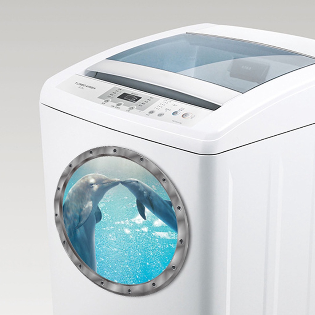 Giấy Dán Tủ Lạnh Tự Dính Bằng PVC Hình Cá Heo 3D Trang Trí Nhà Cửa