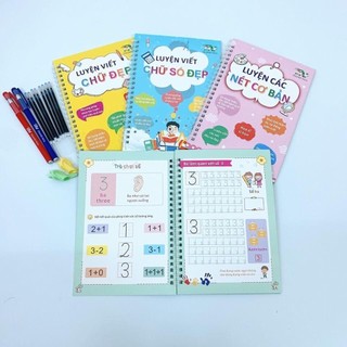 Combo 3 quyển luyện viết chữ, số, nét cơ bản
