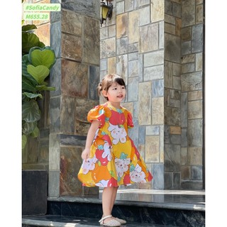 Đầm bé gái chất thô lụa cực mát ít nhăn mặc hè cho bé hàng thiết kế Kawaii bebe