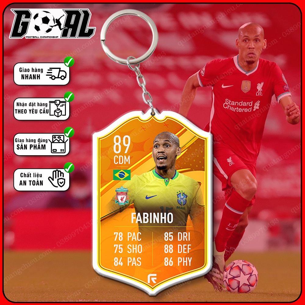 Thẻ Icon bóng đá huyền thoại - móc khóa cầu thủ Fabinho- Clb Liverpool[7513-7524]