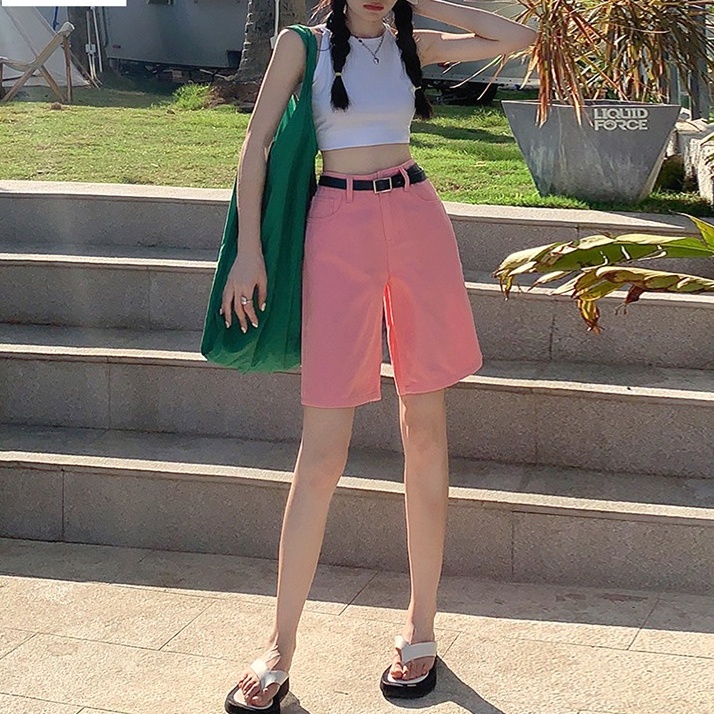 Quần short SUXI denim lưng cao ôm dáng phong cách Hàn Quốc thời trang xuân hè cho nữ