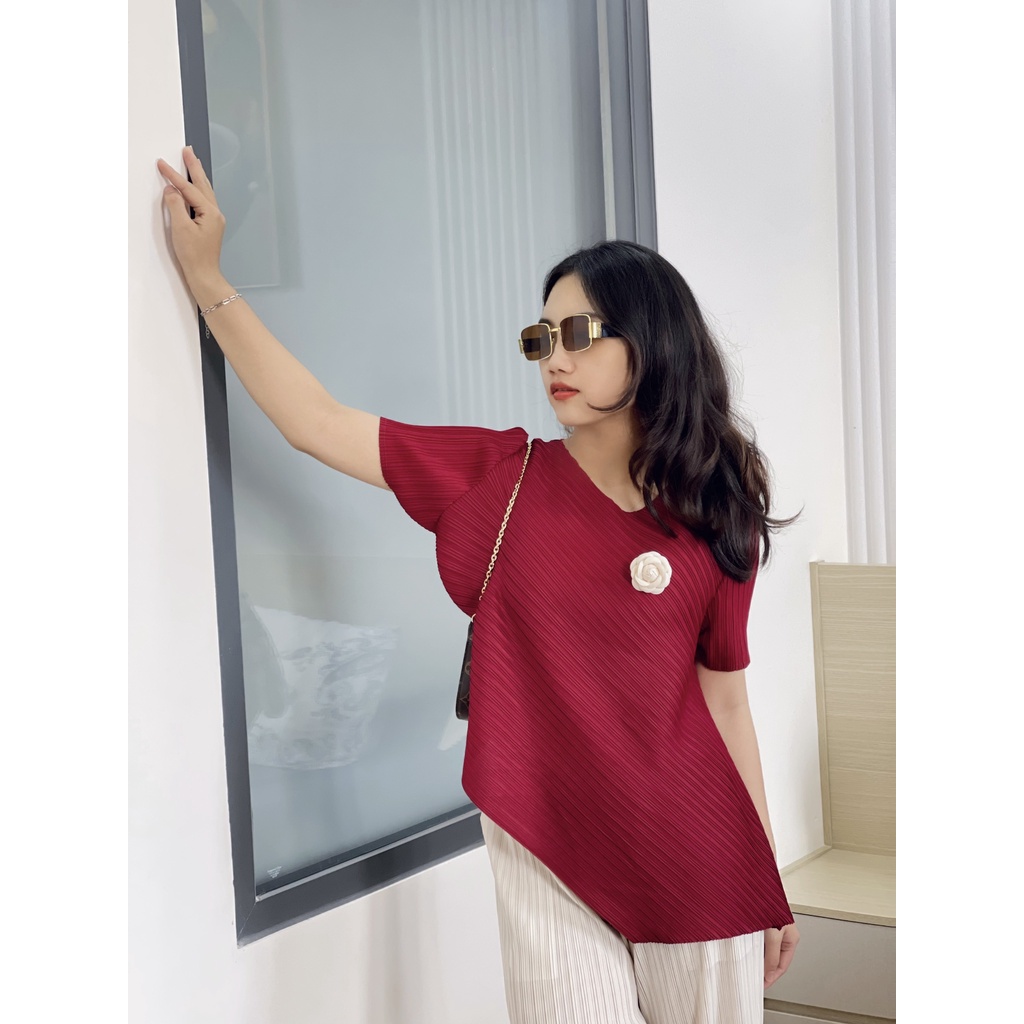 (SẴN - ẢNH THẬT) Áo thun bigsize xếp ly suông, rộng đến 70kg , Áo tay ngắn đẹp, freesize co giãn nhiều