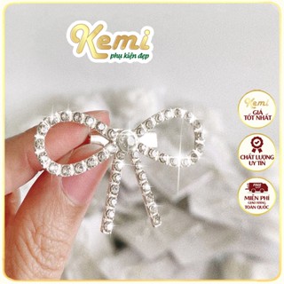 Nơ đá cài áo váy đầm, ghim cài áo hình nơ đính đá