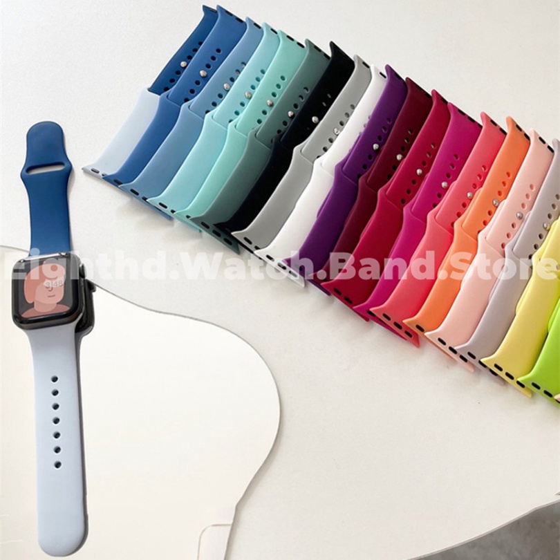 Dây Đeo Đồng Hồ Thông Minh Bằng Silicone Màu Sáng Kích Thước 49mm 41mm 45mm 44mm 42mm 40mm 38mm Ultra 8 7 6 SE 5 4 3 2 1