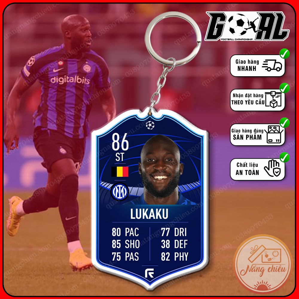 Thẻ icon bóng đá gaming - Móc khóa in hình Romelu Lukaku -CLB Inter Milan[9713-9724]