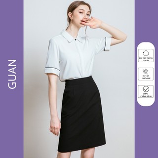 Chân váy chữ A công sở có túi chéo 2 bên dài đến gối, chân váy công sở dáng dài đến gối có bigsize GUAN