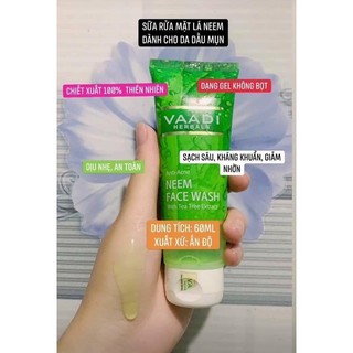 Sữa rửa mặt neem face wash - vaadi chính hãng - 60ml