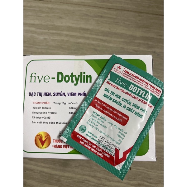 1 gói FIVE-DOTYLIN 10g - hen, suyễn, viêm phổi, nhiễm khuẩn