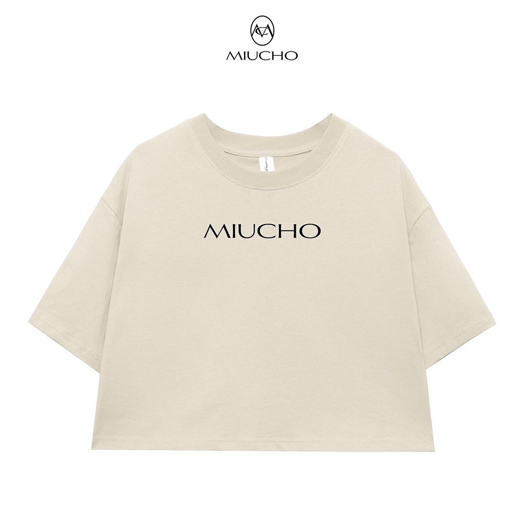 Áo croptop nữ tay ngắn cổ tròn vải thun cotton kiểu hàn quốc CR074 Miucho in name