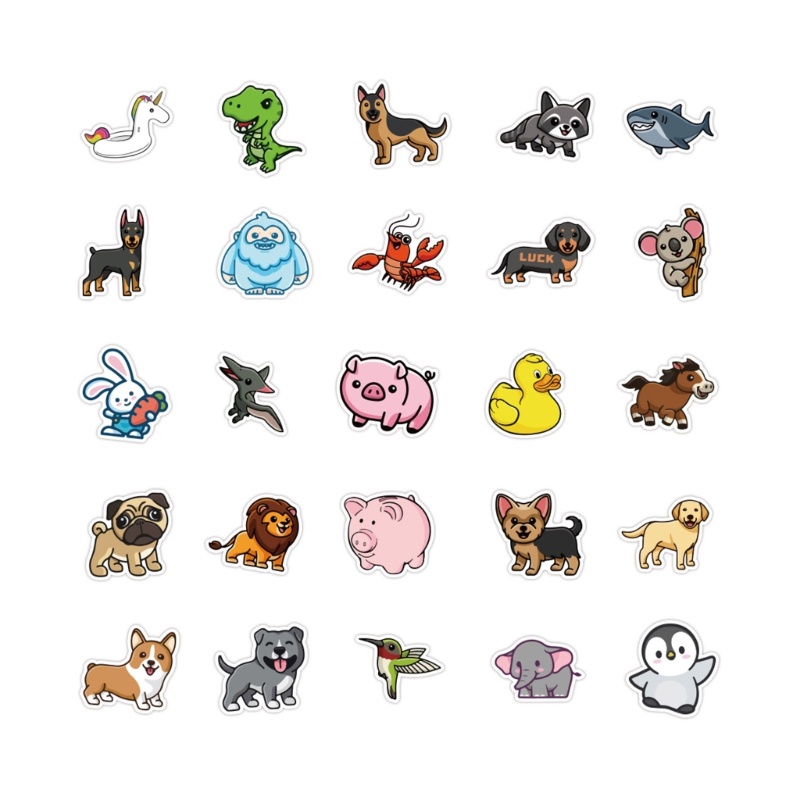Set 100 Sticker Hình Động Vật Nhiều Màu Sắc Dễ Thương Chống Thấm Nước Trang Trí Tuổi Teen