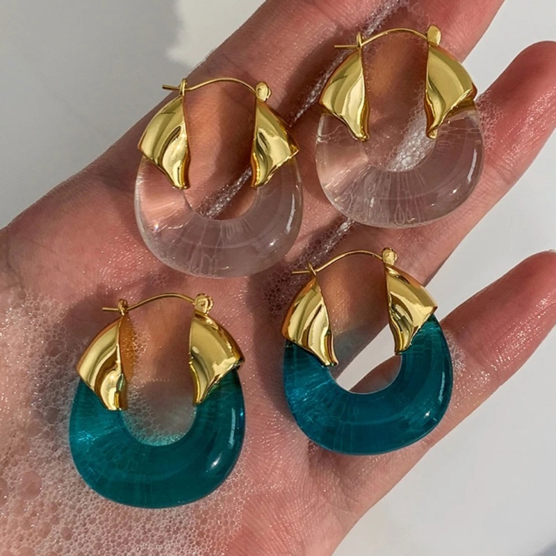 Bông Tai Chữ U Bằng Nhựa Acrylic Trong Suốt Thời Trang Cho Nữ