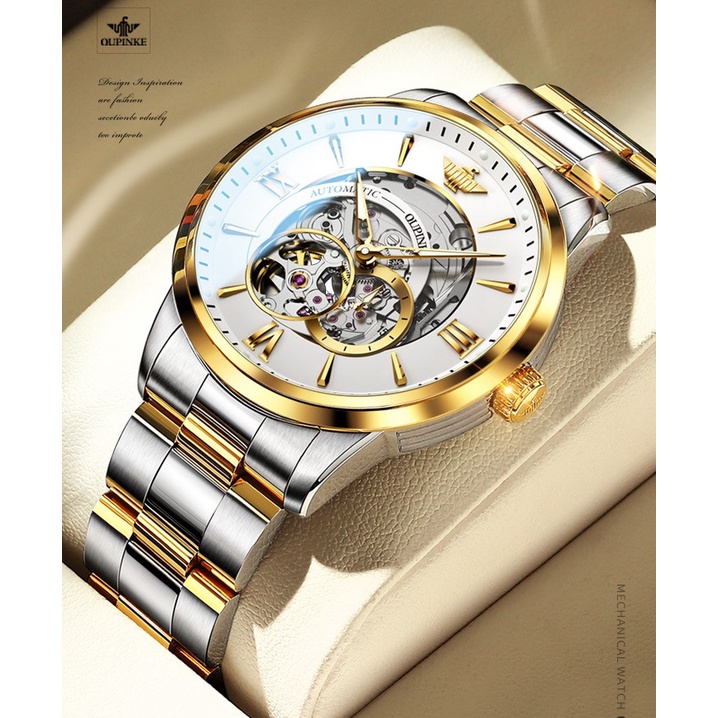 Đồng hồ nam cao cấp Oupinke máy lộ cơ size 40mm,chống nước 50m,bảo hành toàn quốc 12 tháng