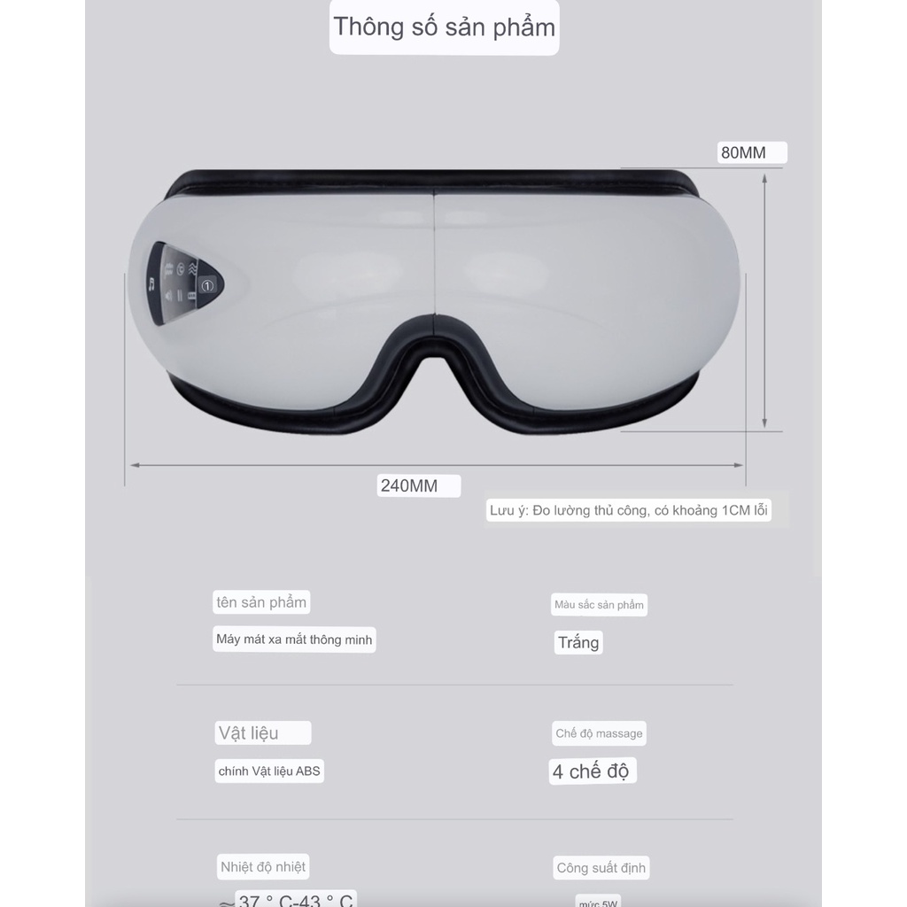 Máy massage mắt Juti Home kết nối bluetooth, rung nóng giảm cuồng thâm, đau mắt