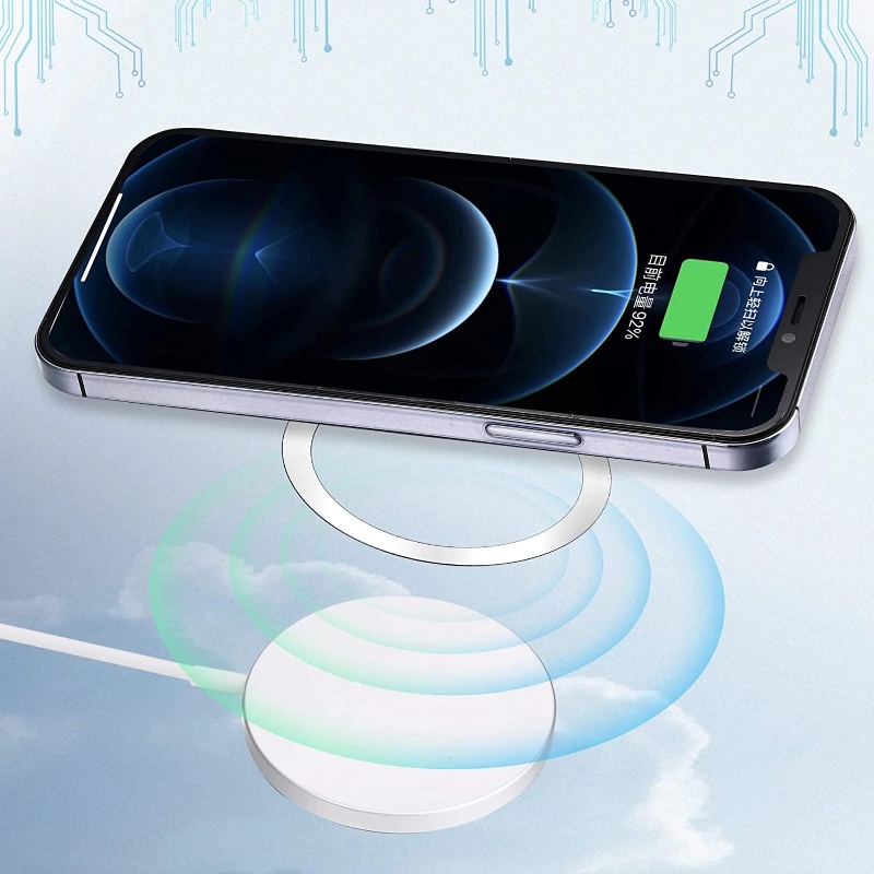 Miếng Dán Đỡ Điện Thoại Kiêm Sạc Không Dây Siêu Mỏng Bằng Kim Loại Hít Nam Châm Cho Xe Hơi