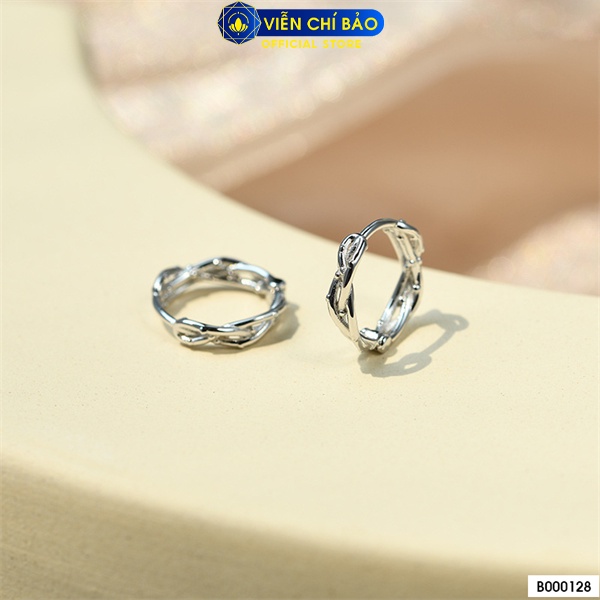 Bông tai tròn chéo chất liệu bạc Thái 925 thời trang phụ kiện trang sức nữ Viễn Chí Bảo B000128