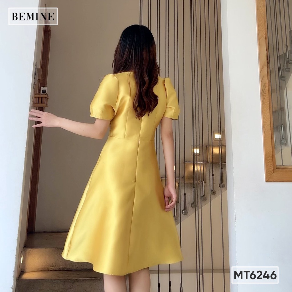 Đầm phối ren vạt ngực đính nút BEMINE MT6246