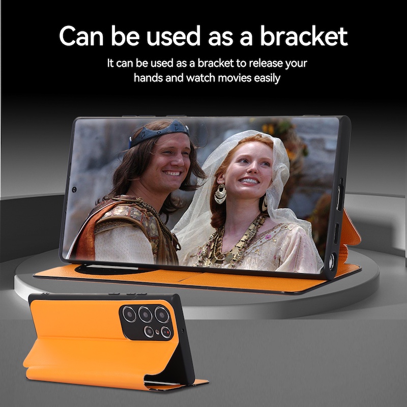 Bao Da Điện Thoại Nắp Lật Thông Minh Có Ngăn Đựng Thẻ Cho Samsung S23 Ultra S22 Ultra S21