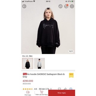 Pass thanh lý áo nỉ da cá hoodie local brand sadboiz sadtagram black chuẩn auth