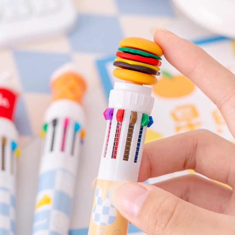 Bút Bi 10 Màu Hình Thức Ăn Nhanh Hoạt Hình Xinh Xắn