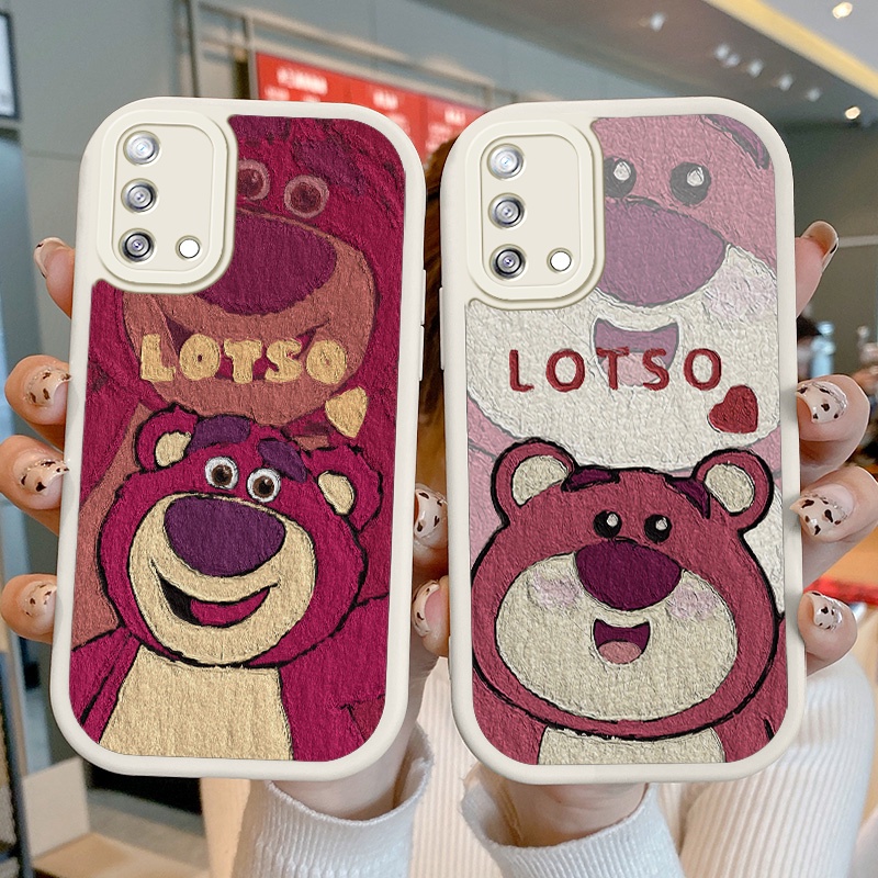 Ốp Điện Thoại Da PU Hình Gấu Dâu Tây Cho OPPO A74 F19 F19s A95 4G Reno 6 Lite