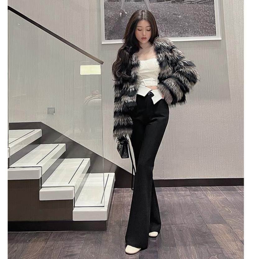 Quần ống loe cạp gấp ,chất vải umi mềm mịn,mặc cực đẹp K3