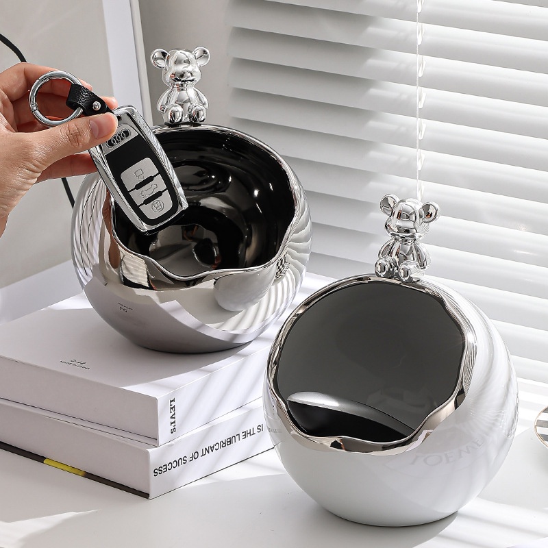 Kệ Đựng Giày / Chìa Khóa Bằng Gốm Sứ Nhẹ Hình Gấu Nhỏ Phong Cách ins Sang Trọng Sáng Tạo