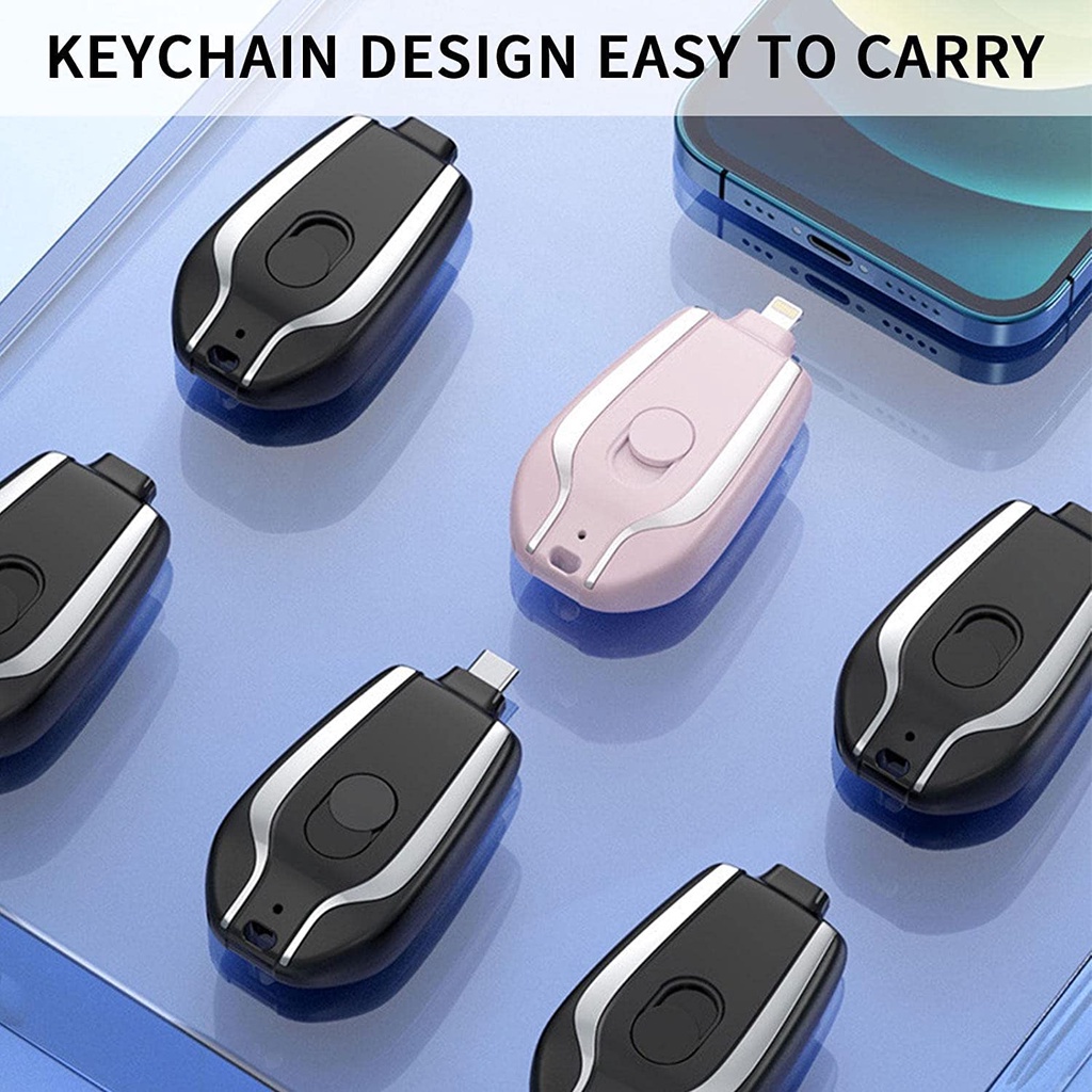 Móc khóa kiêm sạc dự phòng khẩn cấp dễ mang theo tiện lợi.Dung lượng pin 1500mAh