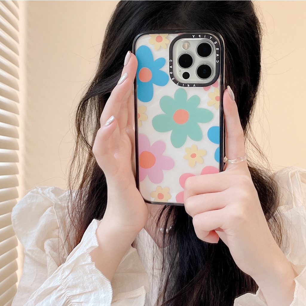 Casetify Ốp Điện Thoại Acrylic Cứng In Hình Hoa Và Ong Cho iPhone 15 14 13 12 11 Pro Max Plus