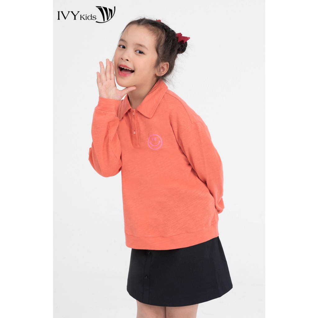 Áo thun dài tay smile bé gái IVY moda MS 58G1088