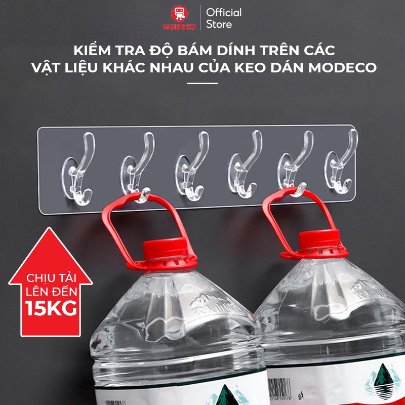 Móc Treo Quần Áo Modeco, Treo Đồ Đa Năng Dán Tường 6 Chấu Trong Suốt - Hàng Loại 1 Keo Acrylic Dày Dính Siêu Chắc